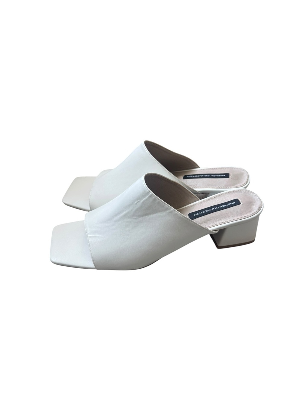French Connection white  Open-Toe Low Block Heel Mule